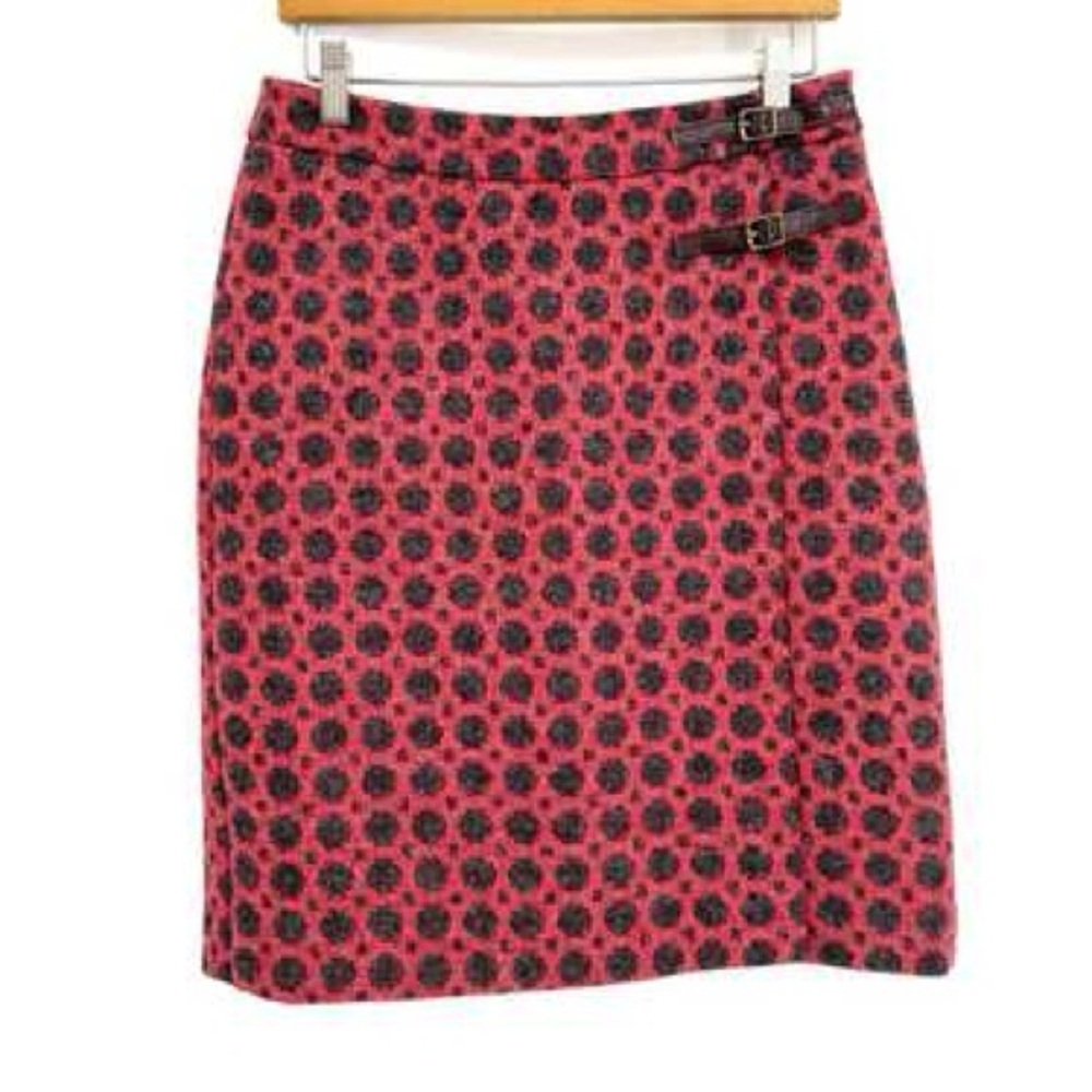 Boden British Tweed by Moon Wool Polka Dot Faux Wrap Skirt